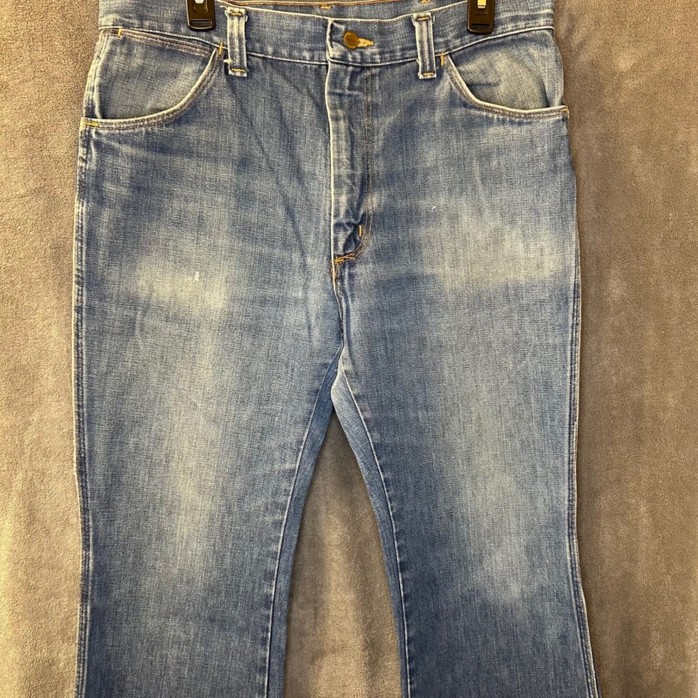 VTG 70s Sedgefield Blue Denim Distressed Jeans (FLAW) Mens 34x30 Talon Straight